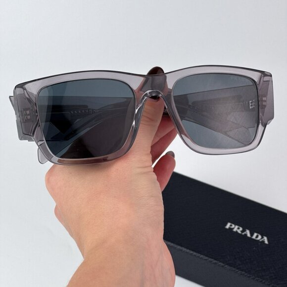 Prada PR10ZSF 16Z70B BRAND NEW Sunglasses Transparent Asphalt Grey Square Unisex - Picture 1 of 10
